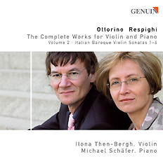 CD album cover 'Ottorino Respighi: Sämtliche Werke für Violine und Klavier Vol. II' (GEN 87094) with Michael Schä ...