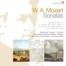 CD album cover 'Wolfgang A. Mozart: Sonaten' (GEN 87524) with Annette Unger, Brunhild Webersinke, Michael Pfaender