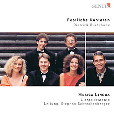 CD album cover 'Dietrich Buxtehude: Festliche Kantaten' (GMP 020403-1) with Musica Lingua, Stephan Schreckenberger