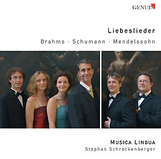 CD album cover 'Liebeslieder' (GEN 86079) with Musica Lingua, Stephan Schreckenberger