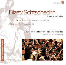 CD album cover 'Bizet/Schtschedrin: Carmen Suite' (GEN 87522) with Deutsche Streicherphilharmonie, Michael Sanderling