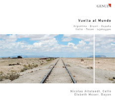 CD album cover 'Vuelta al Mundo - eine musikalische Reise um die Welt' (GEN 88109) with Nicolas Altstaedt, Elsbeth Moser