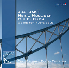 CD album cover 'Werke f�r Querfl�te Solo' (GEN 88129) with Felix Renggli, Heinz Holliger