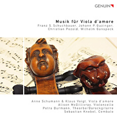 CD album cover 'Musik für Viola d’amore' (GEN 10183 ) with Anne Schumann, Klaus Voigt, Alison McGillivray ...