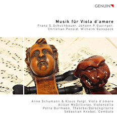 Musik für Viola d’amore CD album cover 'Musik für Viola d’amore' (GEN 10183 ) with Anne Schumann, Klaus Voigt, Alison McGillivray ...