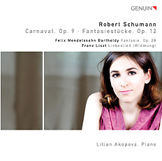 CD album cover 'Robert Schumann: Carnaval op. 9, Fantasiestücke op. 12' (GEN 10192 ) with Lilian Akopova