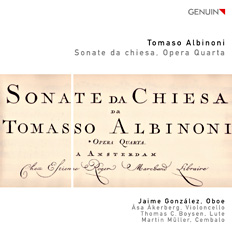 Tomaso Albinoni (1671-1751) CD album cover 'Tomaso Albinoni (1671-1751)' (GEN 10184) with Jaime González, Åsa Åkerberg, Thomas C. Boysen ...