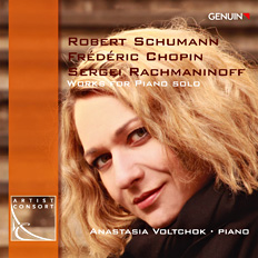 CD album cover 'Robert Schumann, Fr�d�ric Chopin, Sergei Rachmaninoff' (GEN 11201) with Anastasia Voltchok