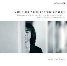 CD album cover 'Late Piano Works by Franz Schubert' (GEN 14327) with Nami Ejiri