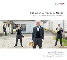 Schumann, Madsen, Mozart CD album cover 'Schumann, Madsen, Mozart' (GEN 15370) with german hornsound, Michael Sanderling ...