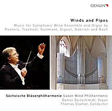 CD album cover 'Winds and Pipes' (GEN 16445) with Sächsische Bläserphilharmonie, Daniel Beilschmidt, Thomas Clamor