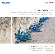 Transformation CD album cover 'Transformation' (GEN 16431) with sonic.art, Christian Lindberg, Evelina Dobraceva