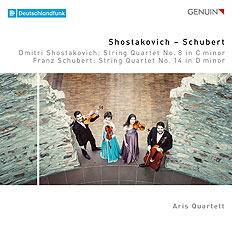 CD album cover 'Shostakovich – Schubert' (GEN 18617) with Aris Quartett