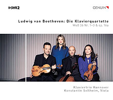 CD album cover 'Ludwig van Beethoven: Piano Quartets ' (GEN 19673) with Klaviertrio Hannover, Konstantin Sellheim