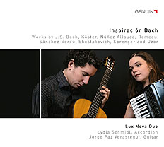 CD album cover 'Inspiraci�n Bach' (GEN 20708) with Lux Nova Duo