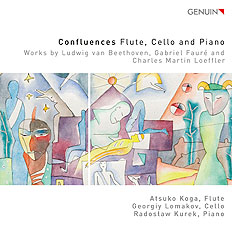 CD album cover 'Confluences�Flute, Cello and Piano' (GEN 21749) with Atsuko Koga, Georgiy Lomakov, Radoslaw Kurek