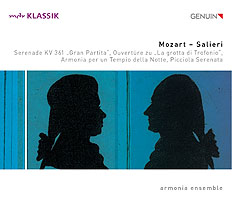 CD album cover 'Mozart — Salieri' (GEN 21740) with armonia ensemble