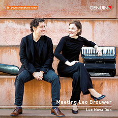 CD album cover 'Meeting Leo Brouwer' (GEN 22794) with Lux Nova Duo