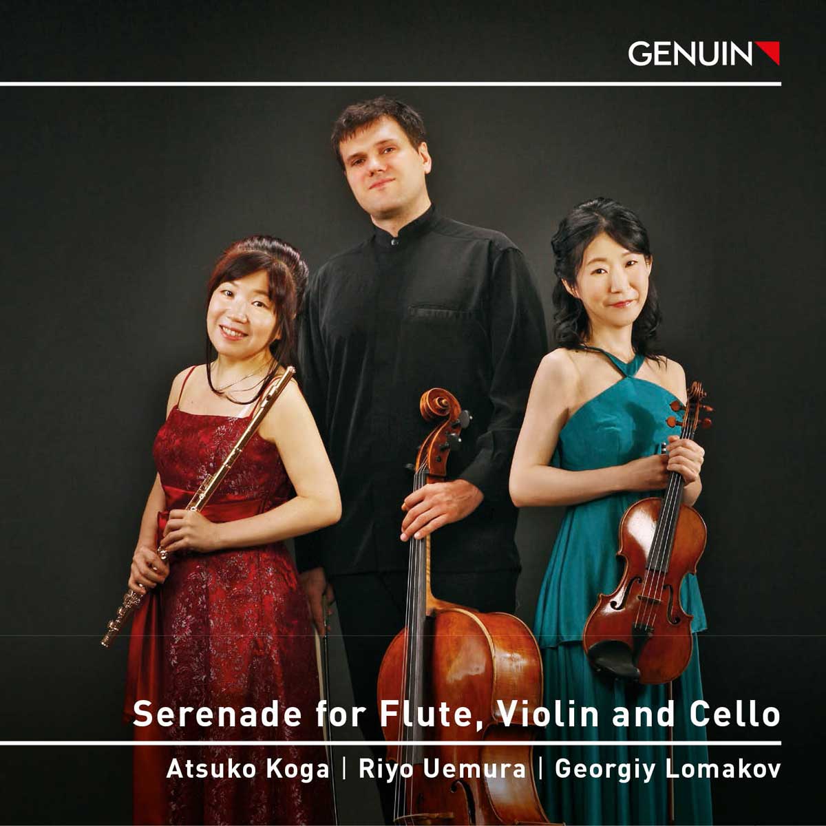 CD album cover 'Serenade for Flute, Violin and Cello' (GEN 23834) with Atsuko Koga, Riyo Uemura, Georgiy Lomakov
