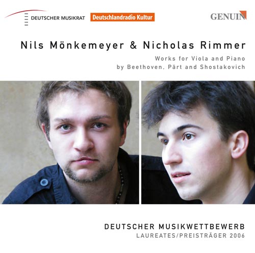 CD album cover 'Werke von L. van Beethoven, D. Schostakowitsch und A. Prt' (GEN 88115) with Nils Mnkemeyer ...