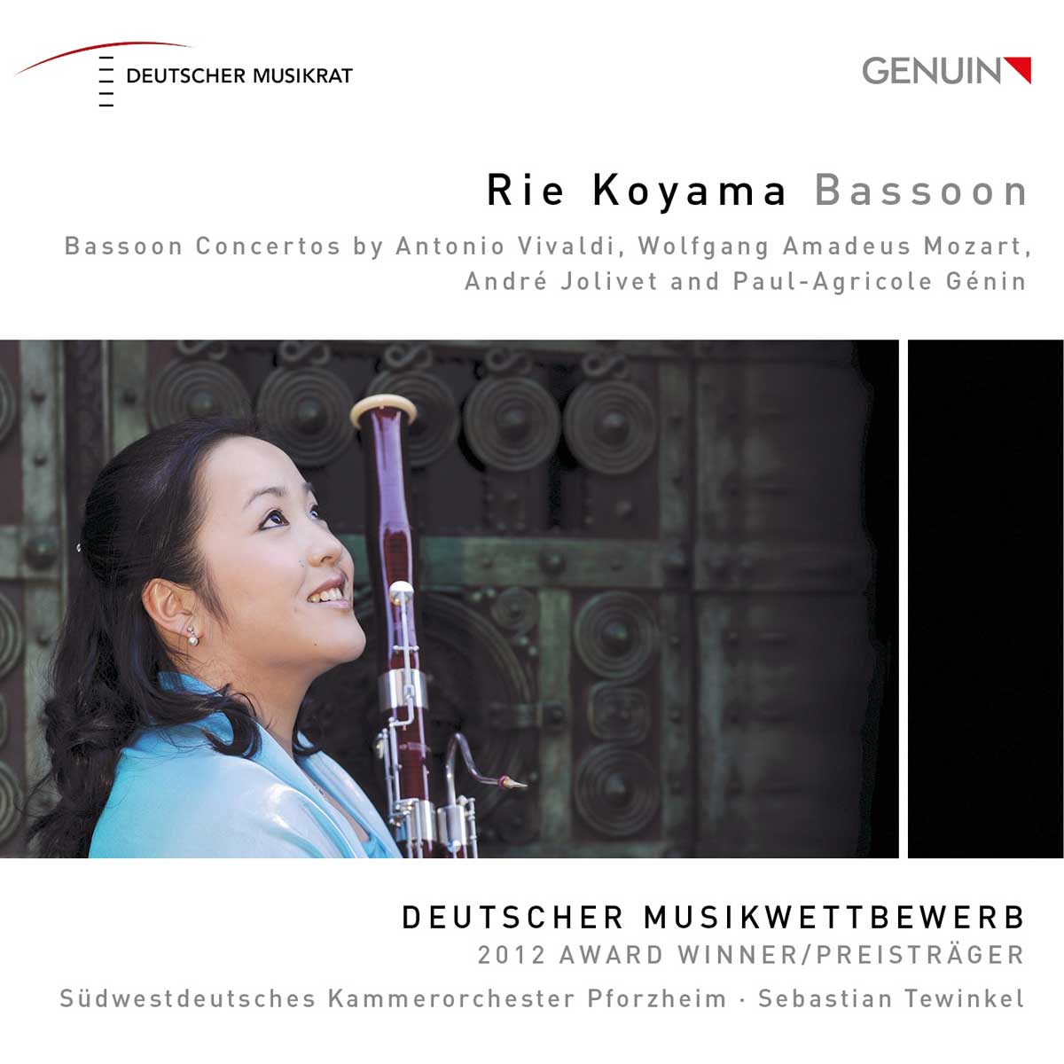 CD album cover 'Rie Koyama, Fagott' (GEN 13288) with Rie Koyama, Südwestdeutsches Kammerorchester Pforzheim ...