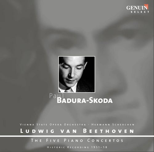 CD album cover 'Ludwig van Beethoven: The Five Piano Concertos' (GEN 87102) with Paul Badura-Skoda ...