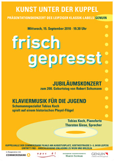 GENUIN präsentiert Tobias Koch an einem historischen Pleyel-Flügel zum Schumannjahr Tobias Koch spielt Klaviermusik für die Jugend